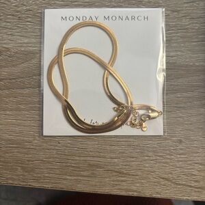 Gold Herringbone Snake Necklace